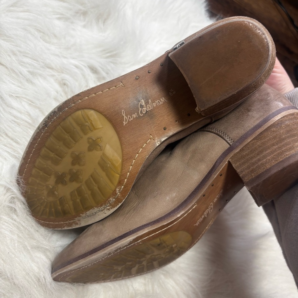 Sam Edelman “Palmer” Leather Ankle Bootie in Taupe size 8.5 Women’s - Picture 9 of 10